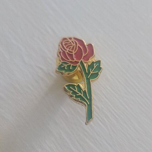 Red Rose Floral Vintage Lapel Pin Tie Tack - Picture 2 of 5